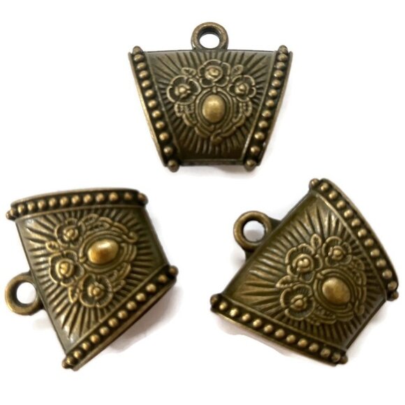 As Low As $2 Large Scarf Antique Bronze Hanger Large Bail Tube Rose Medallion - Picture 2 of 4